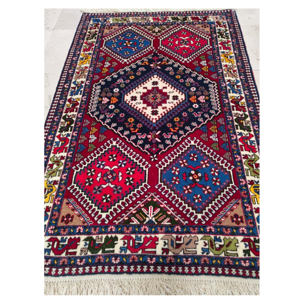 فرش دستباف سایز ذرع و نیم (تمام پشم یلمه طرح خاص با نقشه پنج قاب) کد 6168