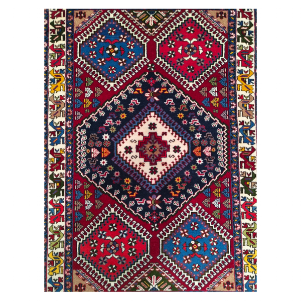 فرش دستباف سایز ذرع و نیم (تمام پشم یلمه طرح خاص با نقشه پنج قاب) کد 6168