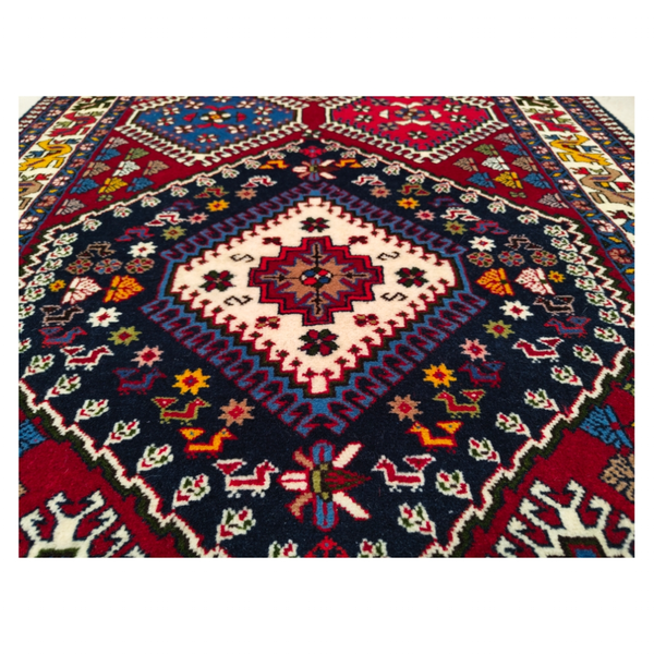 فرش دستباف سایز ذرع و نیم (تمام پشم یلمه طرح خاص با نقشه پنج قاب) کد 6168