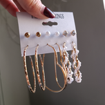 پک گوشواره شش تایی قلب و مروارید