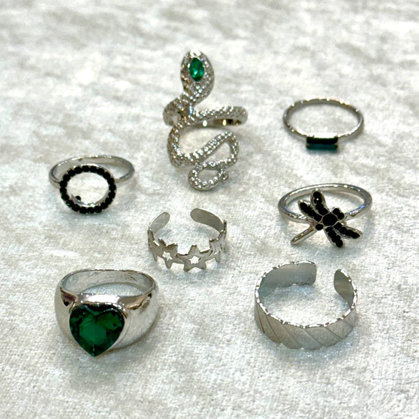 پک انگشتر جواهری سبز درباری