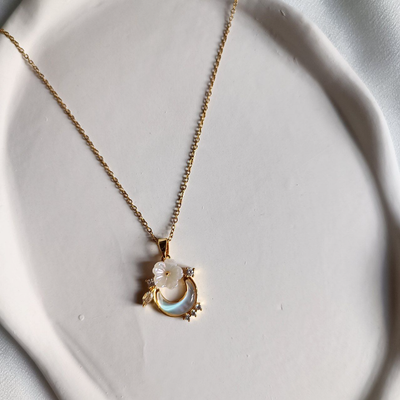 گردنبند استیل ماه و گل