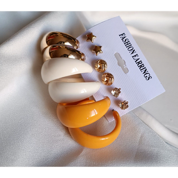 پک گوشواره شش جفتی طلایی مدل انعکاس