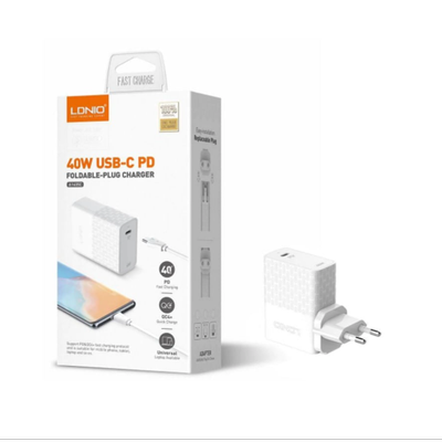 شارژر دیواری ال‌دینیو مدل A1405C | توان 40 وات + USB-C PD شارژ سریع