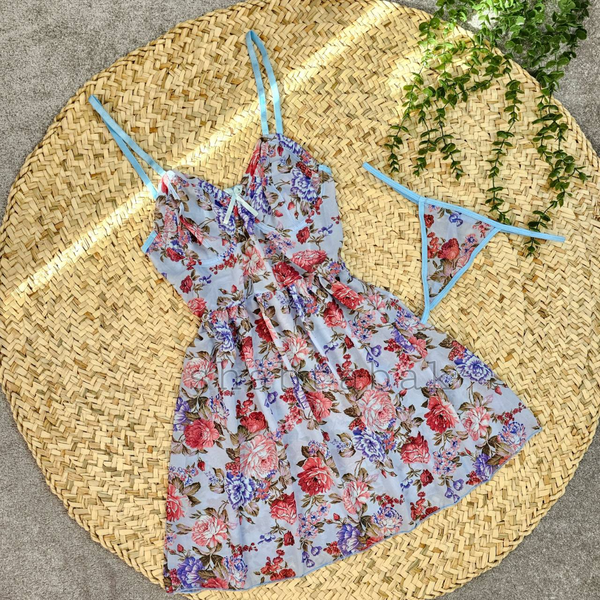 لباس خواب فنردار گلدار کد 3203