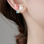 گوشواره لاله مروارید صورتی یواش