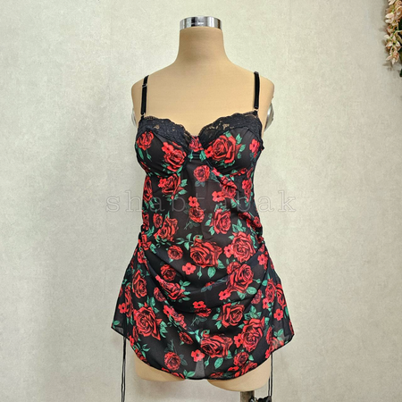 لباس خواب فنردار گلدار کد 3193