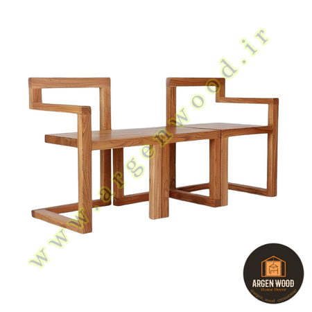 ست دونفره صندلی و عسلی چوبی بالکنی و فضای بازمدرن و خاص طرح پارال