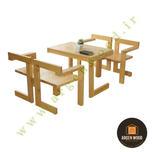 ست چهار نفره میز و صندلی چوبی فضای باز و باغی مدرن و خاص مدل Elin