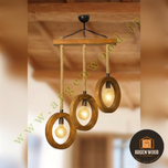 لوستر چوبی مدرن و خاص مدل سه حلقه ای