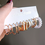 پک گوشواره شش تایی مدل مروارید گلد