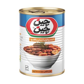 کنسرو لوبیا با قارچ چین‌چین-400گرم-باکس12عددی
