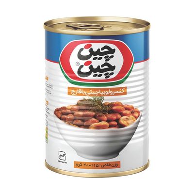 کنسرو لوبیا با قارچ چین‌چین-400گرم-باکس12عددی