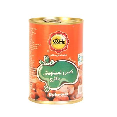 کنسرو لوبیا با قارچ بهروز380گرم -باکس24عددی