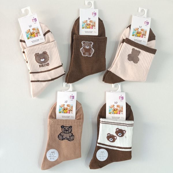 جوراب بچگانه نیم ساق طرح خرسی