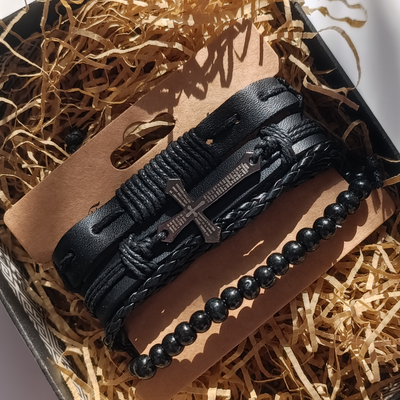 پک دستبند چهار لاین مردانه مدل صلیب