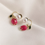 گوشواره لاله مروارید پینترستی رنگ سرخابی