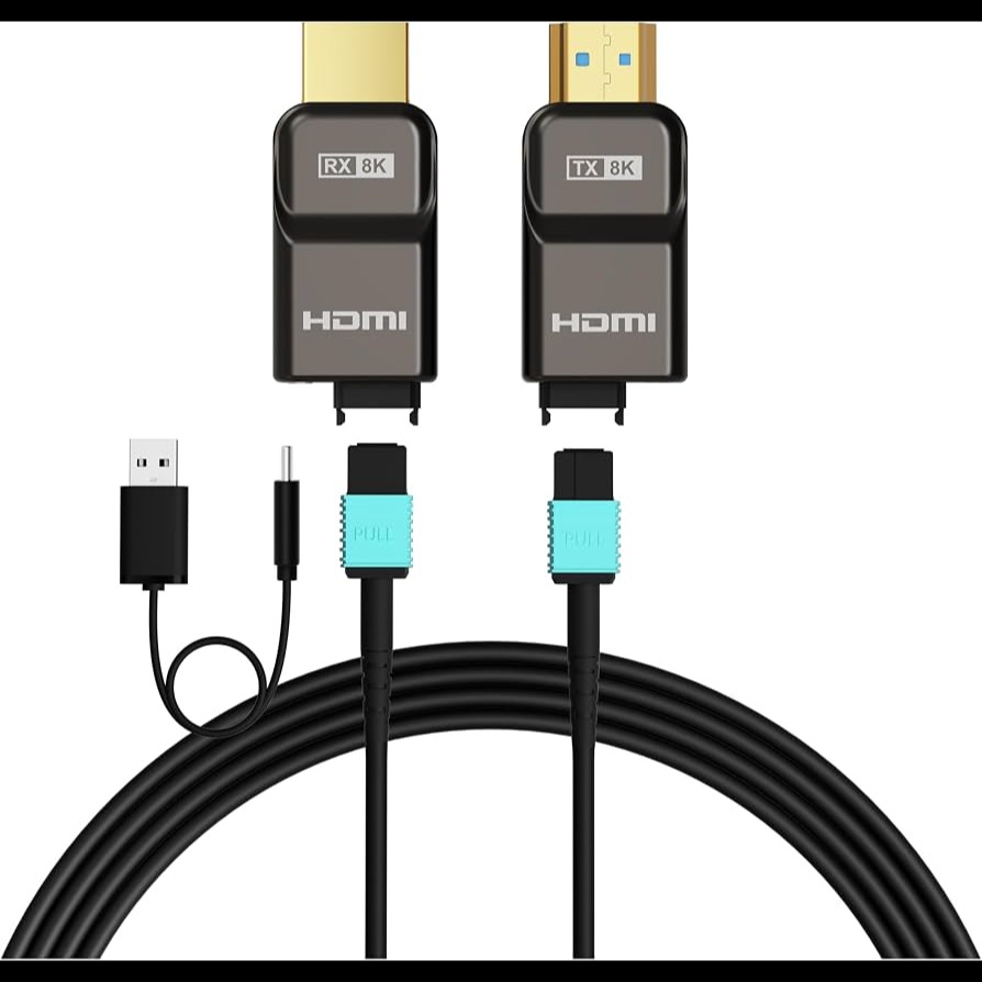 RUIPRO 8K Detachable Full Fiber Optic Armored HDMI 2.1 Cable 33FT – کابل فیبر نوری 8K با اتصالات جداشونده و زره فولادی