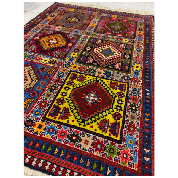 فرش دستباف سایز ذرع و چارک (تمام پشم یلمه طرح خشتی)