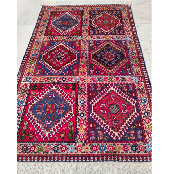 فرش دستباف سایز ذرع و چارک (تمام پشم یلمه طرح خشتی) کد 6211