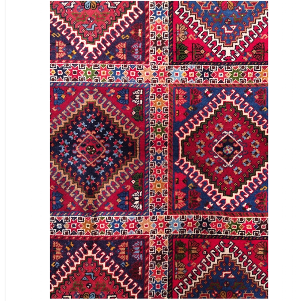 فرش دستباف سایز ذرع و چارک (تمام پشم یلمه طرح خشتی) کد 6211