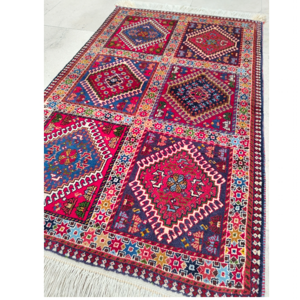 فرش دستباف سایز ذرع و چارک (تمام پشم یلمه طرح خشتی) کد 6211