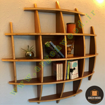 شلف دیواری چوبی مدرن و خاص محدب مدل نیم کره 5طبقه