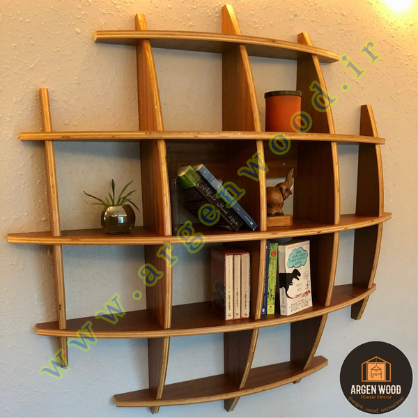 شلف دیواری چوبی مدرن و خاص محدب مدل نیم کره 5طبقه