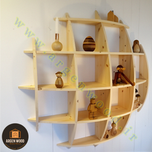 شلف دیواری چوبی مدرن و خاص محدب مدل نیم کره 5طبقه