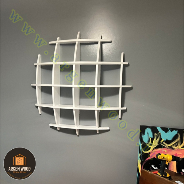شلف دیواری چوبی مدرن و خاص محدب مدل نیم کره 5طبقه