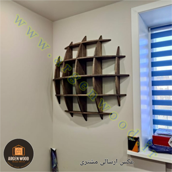 شلف دیواری چوبی مدرن و خاص محدب مدل نیم کره 5طبقه