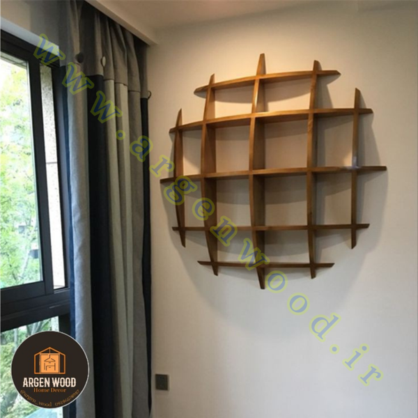 شلف دیواری چوبی مدرن و خاص محدب مدل نیم کره 5طبقه