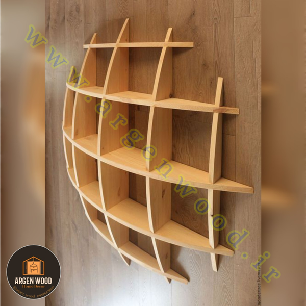 شلف دیواری چوبی مدرن و خاص محدب مدل نیم کره 5طبقه