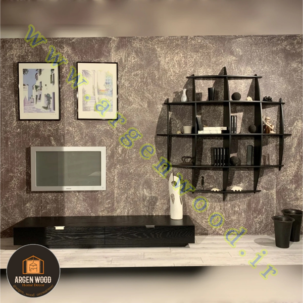 شلف دیواری چوبی مدرن و خاص محدب مدل نیم کره 5طبقه