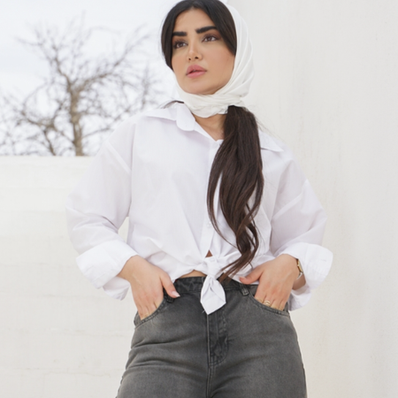 شومیز سفید ساده بیسیک