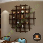 شلف دیواری چوبی مدرن و خاص محدب طرح نیم کره هفت طبقه