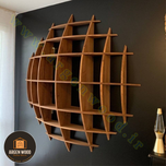 شلف دیواری چوبی مدرن و خاص محدب طرح نیم کره هفت طبقه