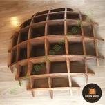 شلف دیواری چوبی مدرن و خاص محدب طرح نیم کره هفت طبقه