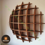 شلف دیواری چوبی مدرن و خاص محدب طرح نیم کره هفت طبقه