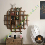 شلف دیواری چوبی مدرن و خاص محدب طرح نیم کره هفت طبقه