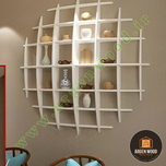 شلف دیواری چوبی مدرن و خاص محدب طرح نیم کره هفت طبقه