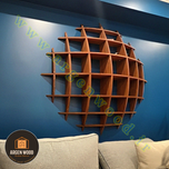 شلف دیواری چوبی مدرن و خاص محدب طرح نیم کره هفت طبقه