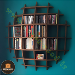 شلف دیواری چوبی مدرن و خاص محدب طرح نیم کره هفت طبقه