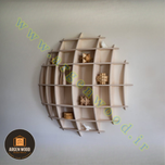 شلف دیواری چوبی مدرن و خاص محدب طرح نیم کره هفت طبقه