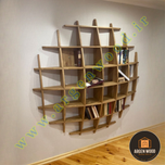 شلف دیواری چوبی مدرن و خاص محدب طرح نیم کره هفت طبقه