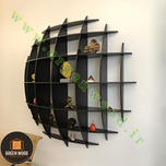 شلف دیواری چوبی مدرن و خاص محدب طرح نیم کره هفت طبقه