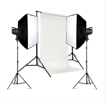 پکیج حرفه ای نورپردازی 300 وات با پرده فون عکاسی و پایه فون پرتابل مدل New-kit20