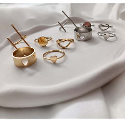 پک انگشتر پنج تایی مینیمال قلب خطی