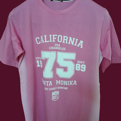 تیشرت نخی زنانه مدل کالیفرنیا (California) رنگ صورتی - فری سایز 36 تا 44 آوینا استایل