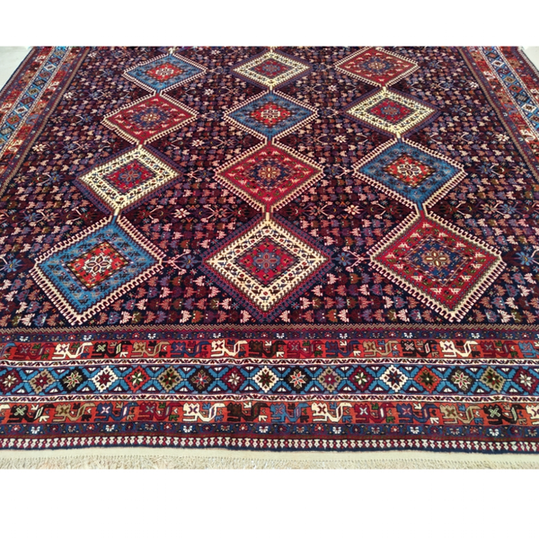 فرش دستباف سایز دوازده متری (تمام پشم یلمه طرح قاب حوضی)